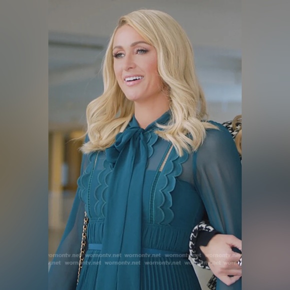 Self-Portrait Dark Teal Long Sleeve Dress BNWT size 4 - Picture 2 of 7